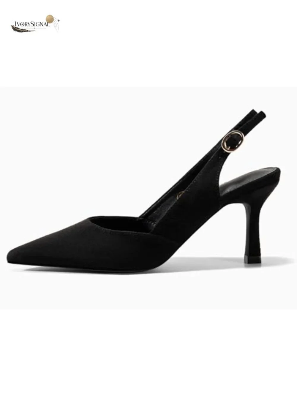 Women's Slingback Kitten Heels Faux Leather Pointed Toe Party Pumps